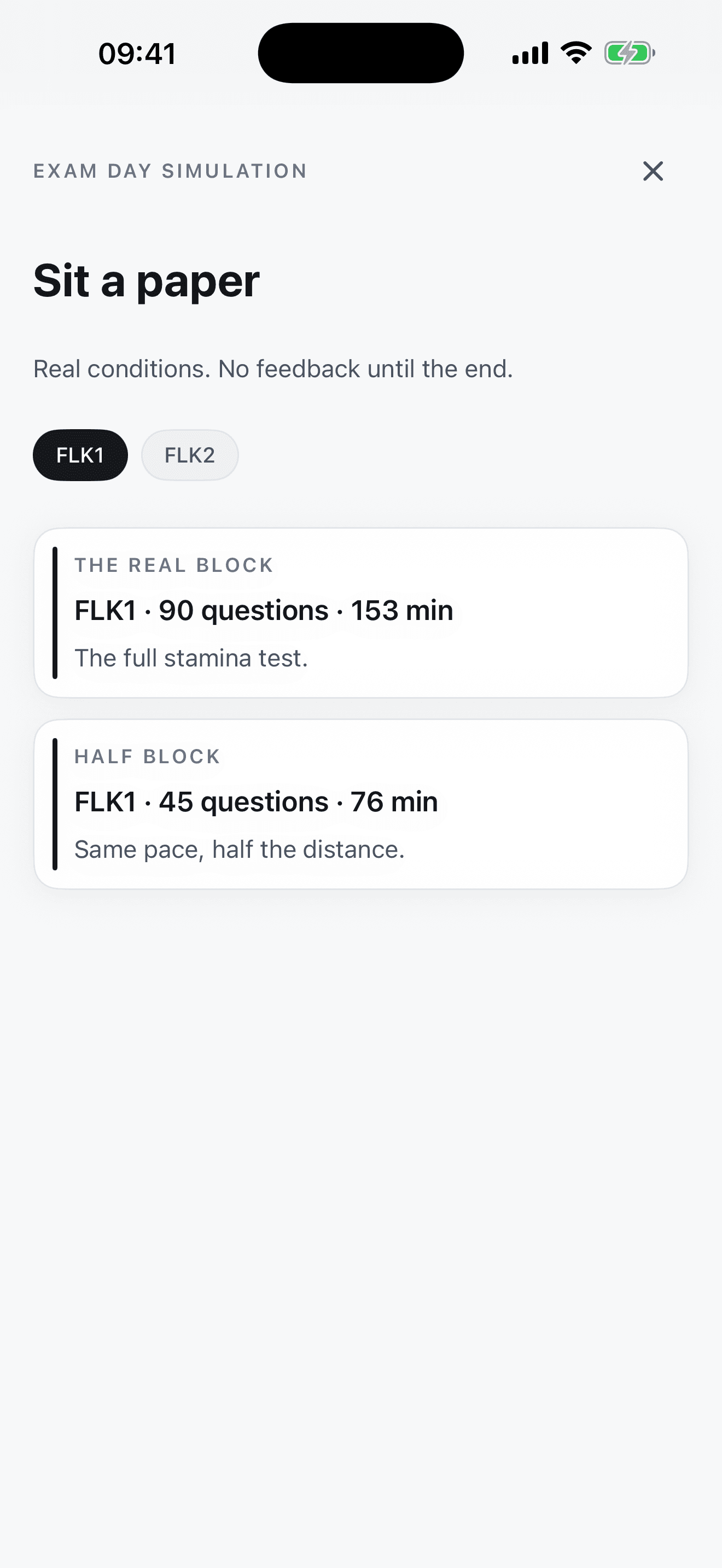 A full mock exam sitting in Blacklaw